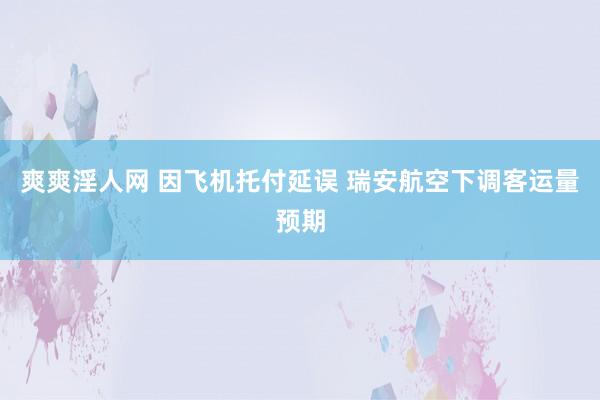 爽爽淫人网 因飞机托付延误 瑞安航空下调客运量预期